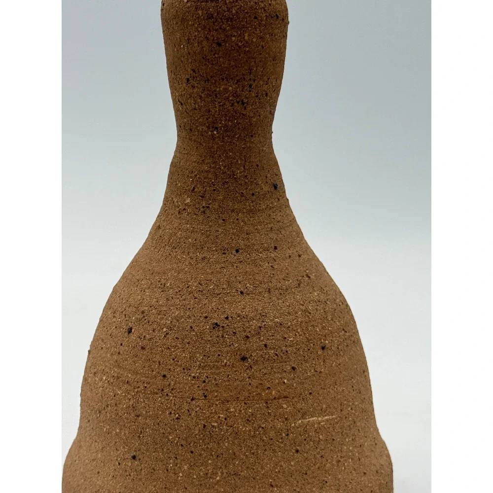 Pottery Bell Unique Small Brown Speckled Textured Stoneware Decor One of a Kind